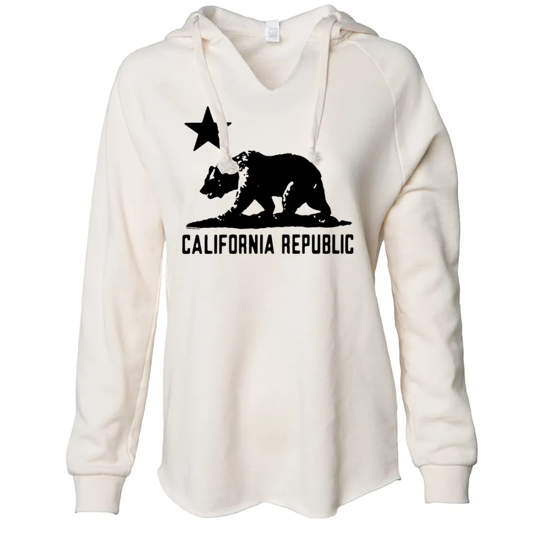 California Flag Oversize Black Silhouette Women's Soft Hooded Pullover