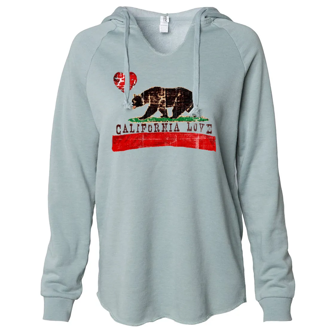 California Love Distressed Women's Soft Hooded Pullover