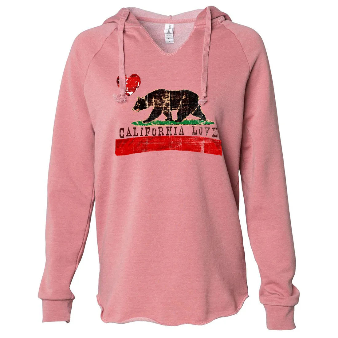 California Love Distressed Women's Soft Hooded Pullover