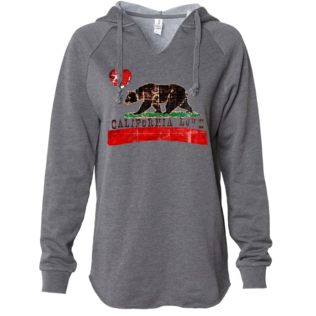 California Love Distressed Women's Soft Hooded Pullover