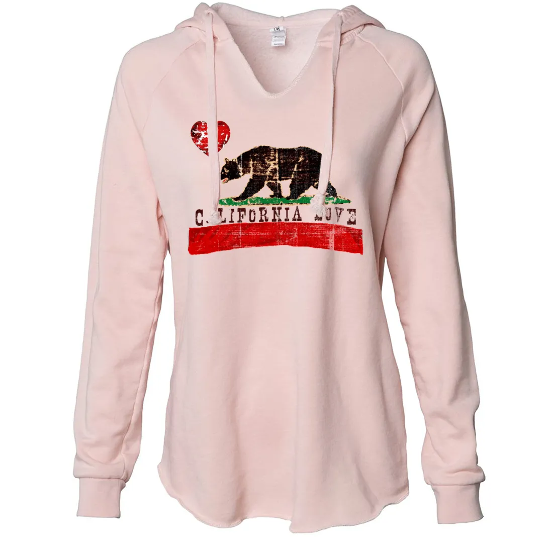 California Love Distressed Women's Soft Hooded Pullover