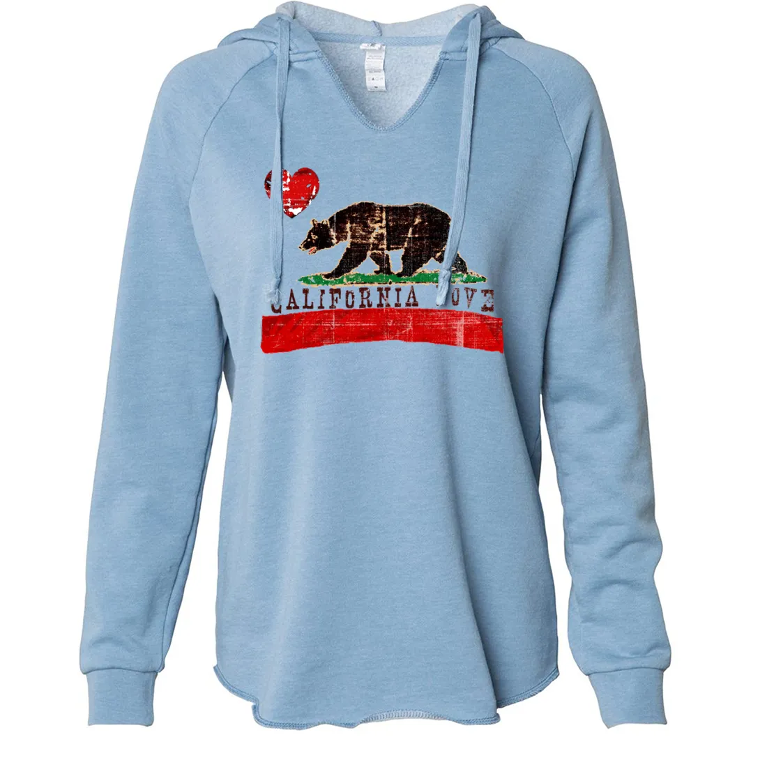 California Love Distressed Women's Soft Hooded Pullover