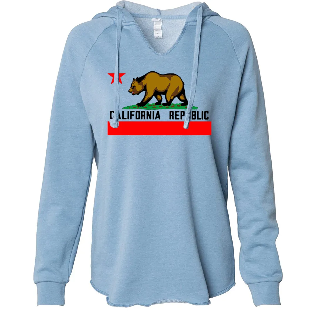 California Republic Borderless Bear Flag Black Text Women's Soft Hooded Pullover