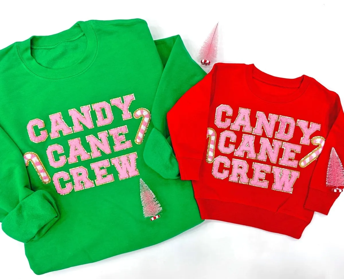 'Candy Cane Crew' Letter Patch Crewneck Sweatshirt