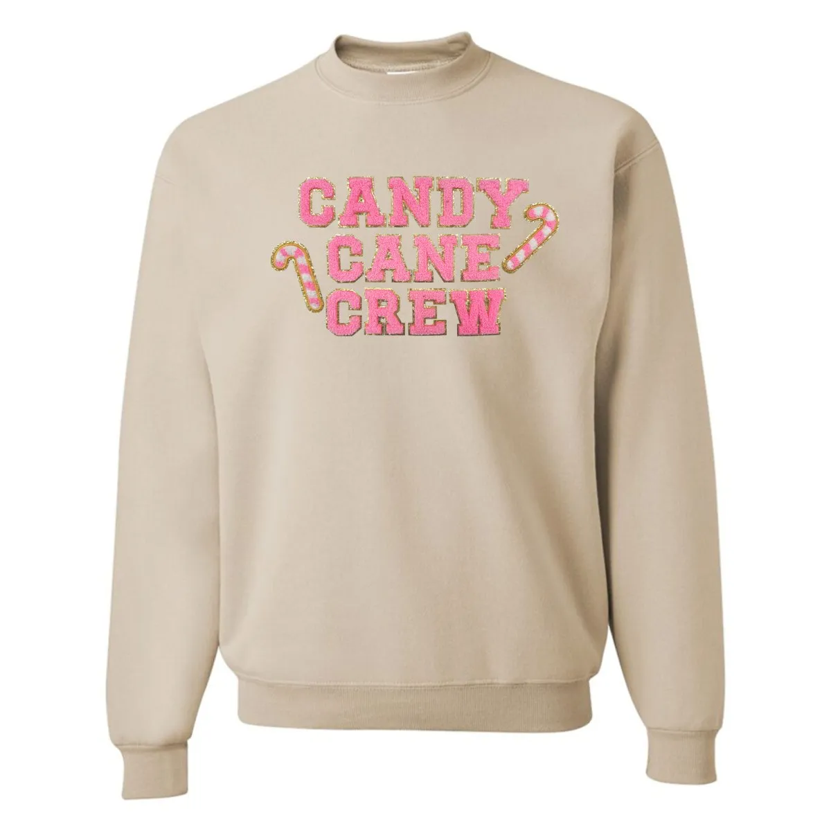 'Candy Cane Crew' Letter Patch Crewneck Sweatshirt