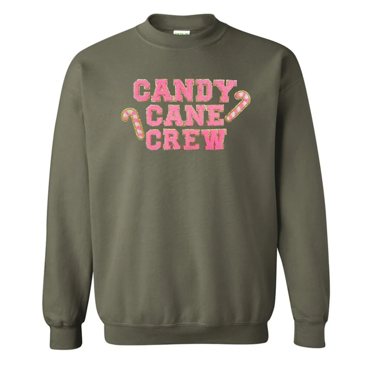 'Candy Cane Crew' Letter Patch Crewneck Sweatshirt