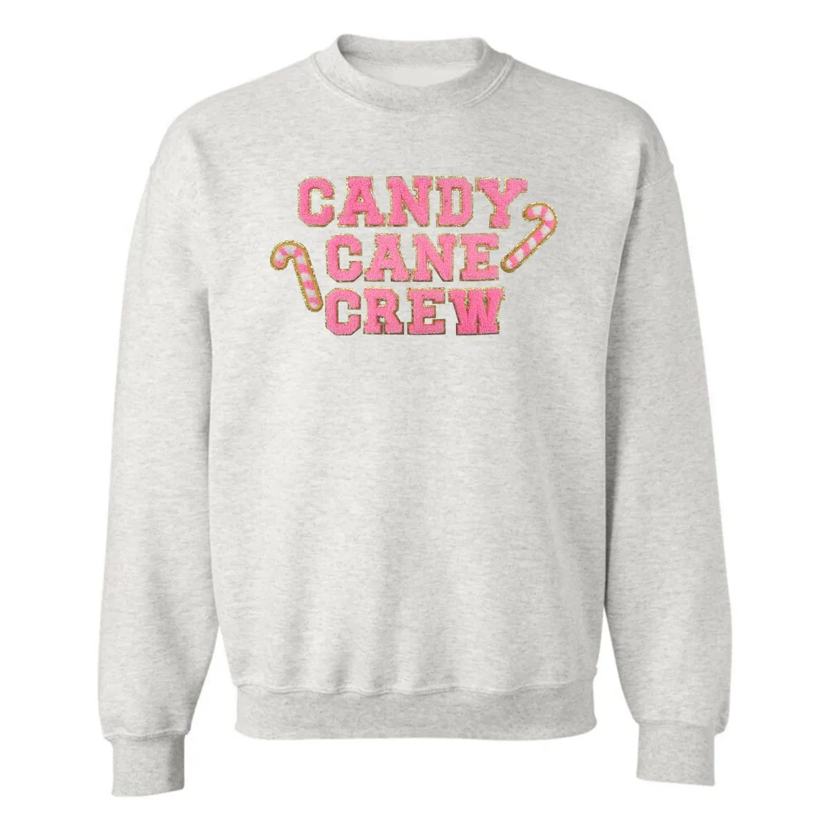 'Candy Cane Crew' Letter Patch Crewneck Sweatshirt