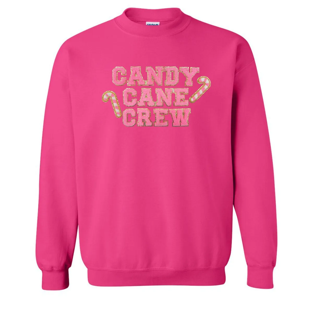 'Candy Cane Crew' Letter Patch Crewneck Sweatshirt