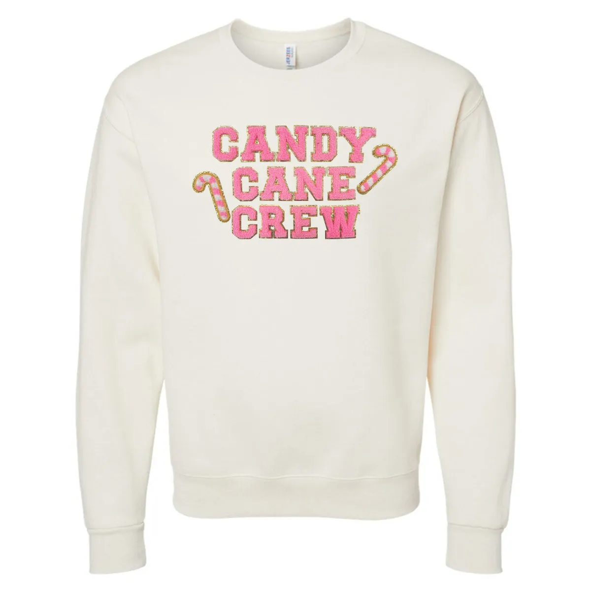 'Candy Cane Crew' Letter Patch Crewneck Sweatshirt