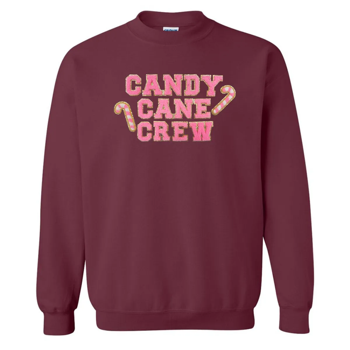 'Candy Cane Crew' Letter Patch Crewneck Sweatshirt