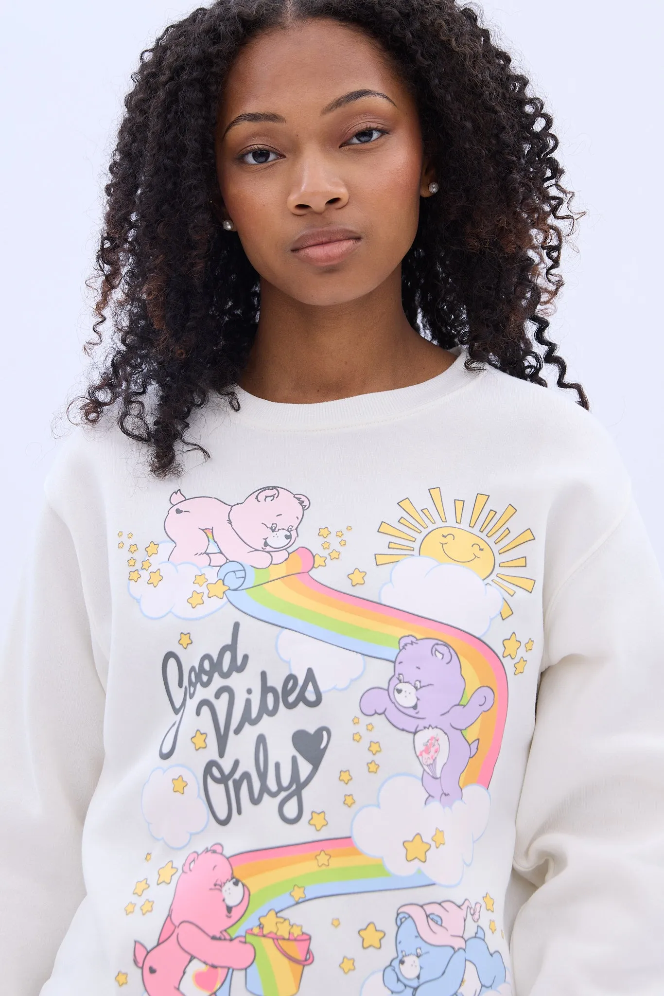 Care Bears Vibes Graphic Crew Neck Sweatshirt