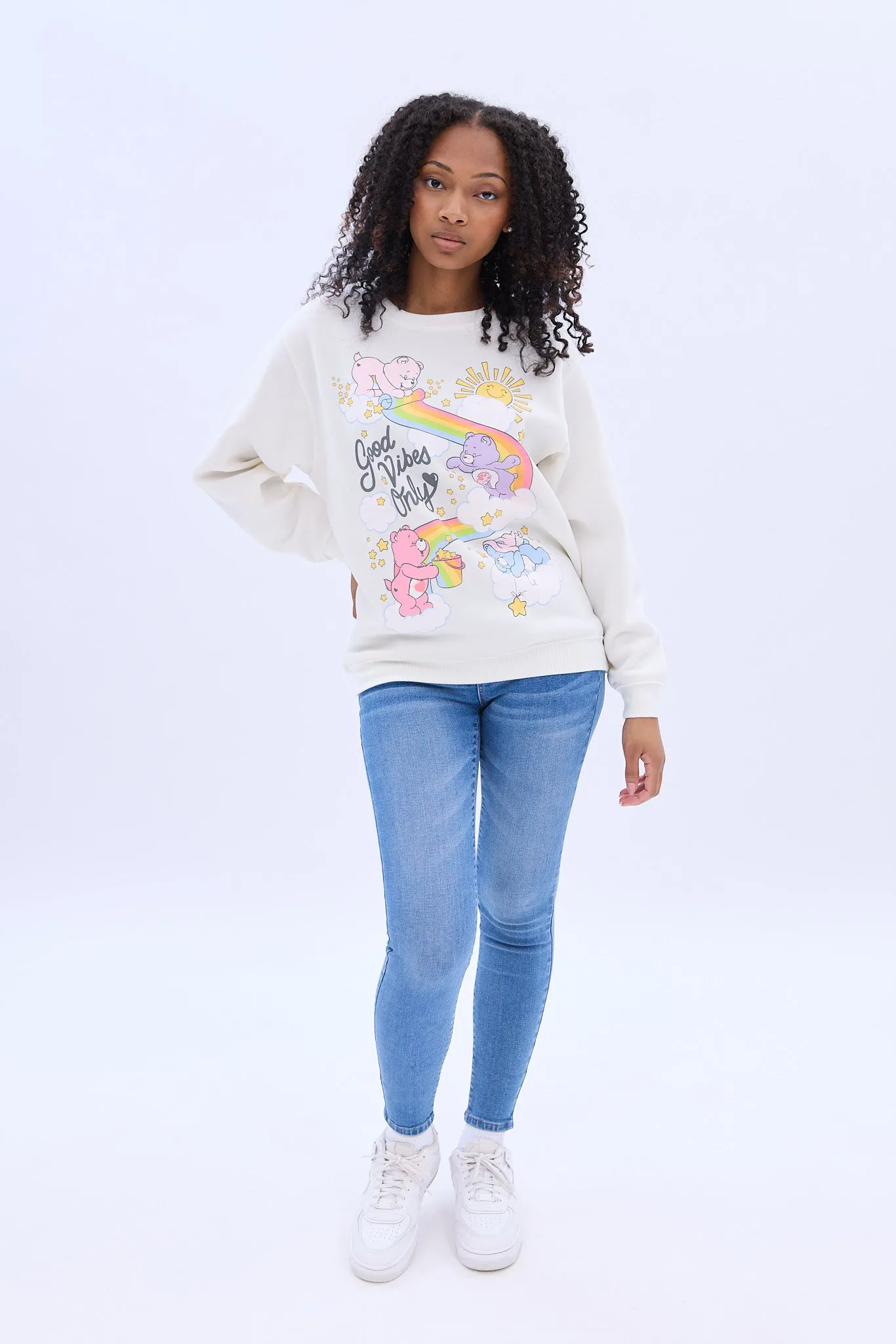 Care Bears Vibes Graphic Crew Neck Sweatshirt