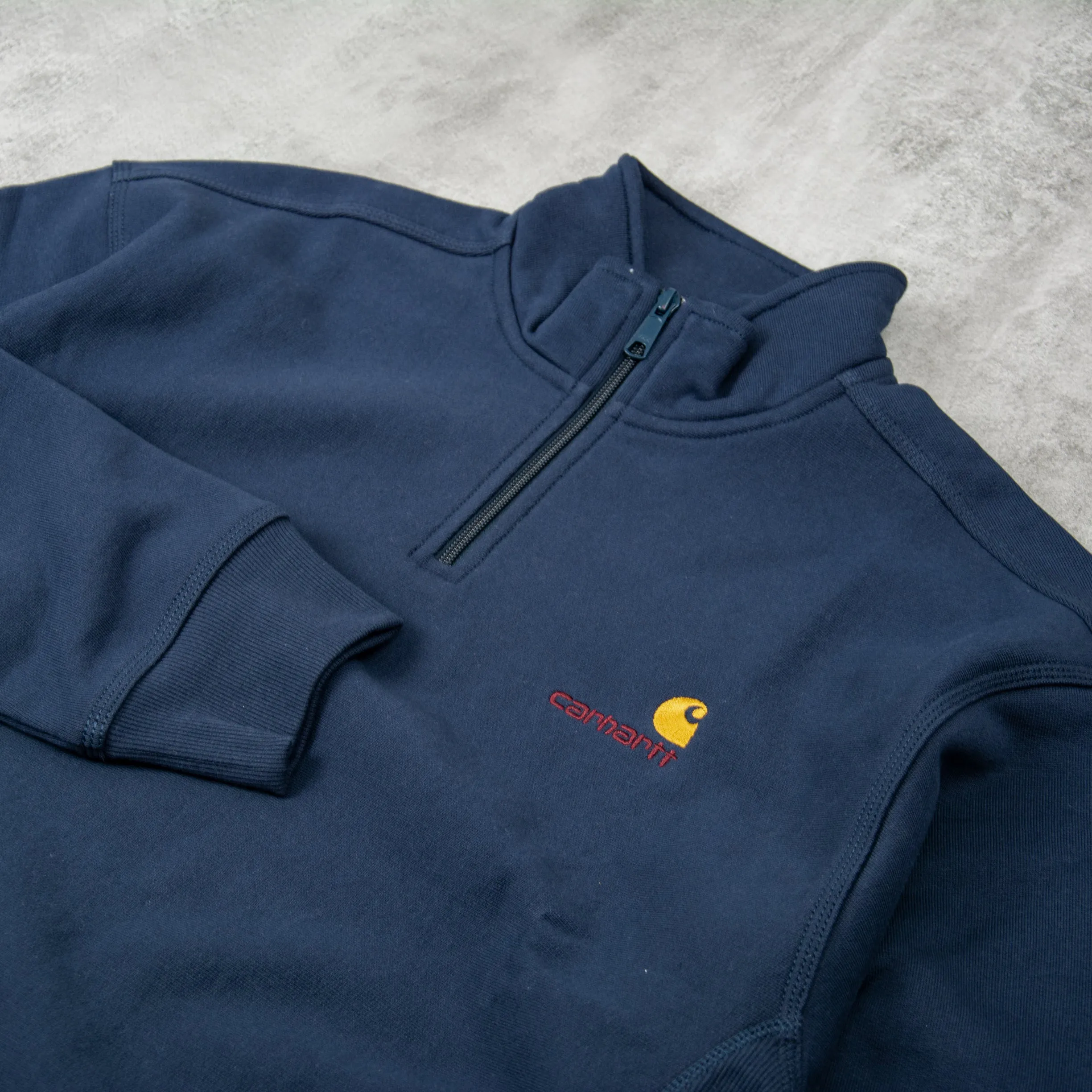 Carhartt WIP Half Zip American Script Sweat - Airforce Blue