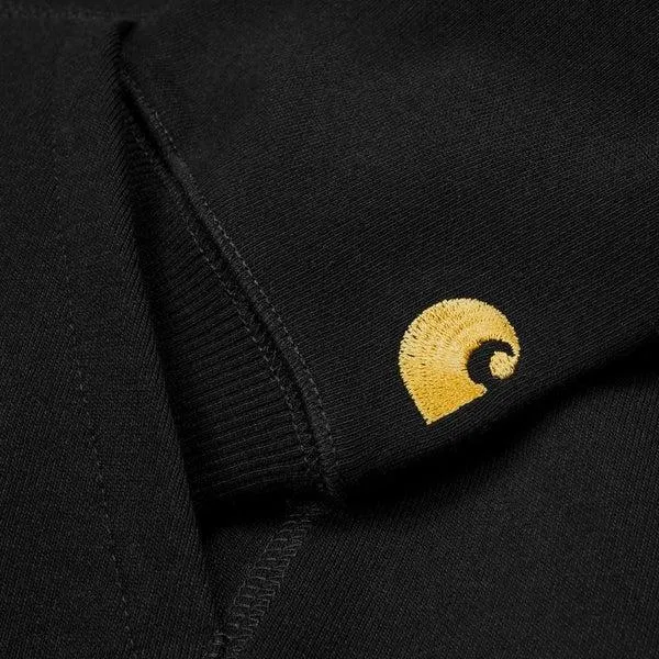 Carhartt WIP Hooded Chase Sweatshirt Black - Gold