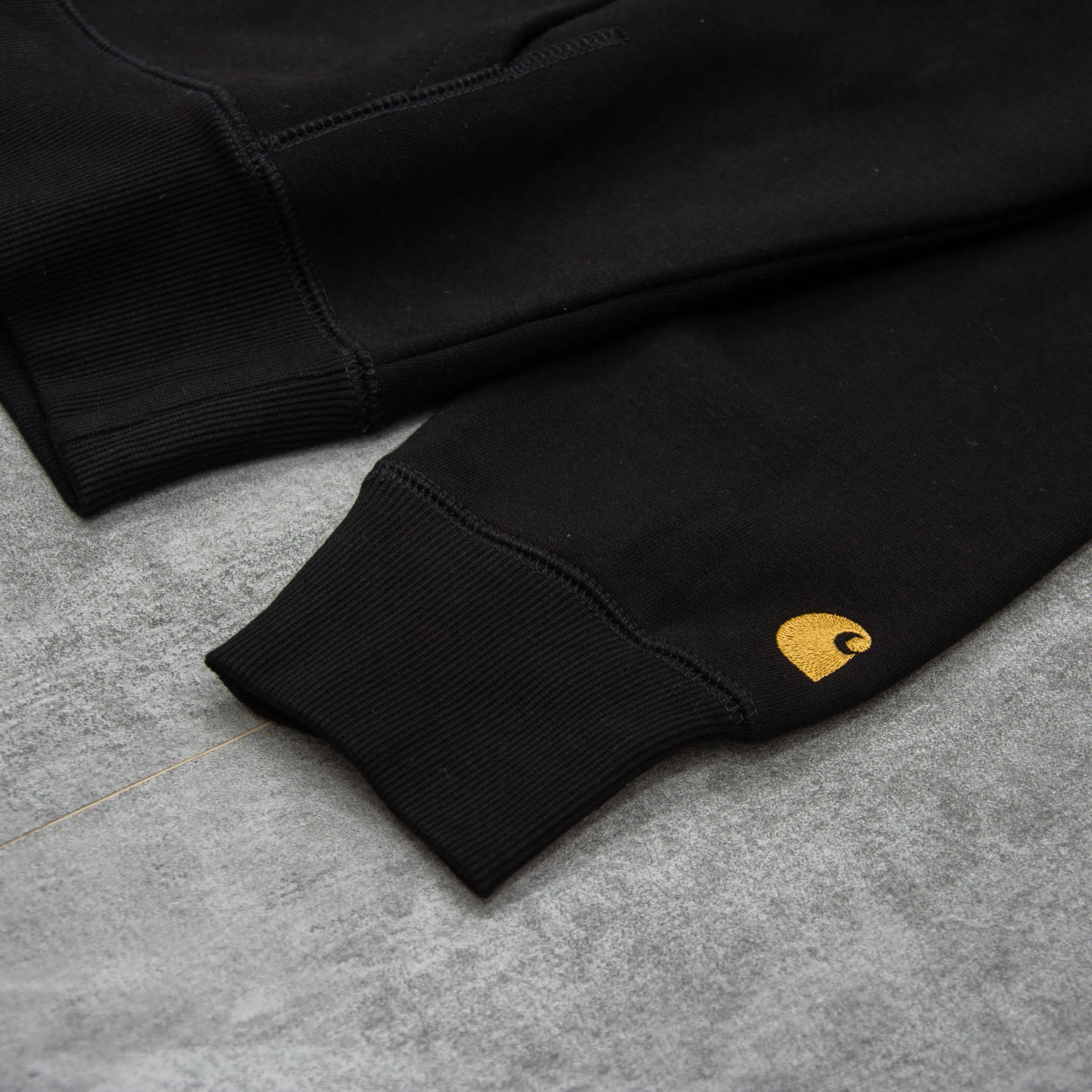 Carhartt WIP Hooded Chase Sweatshirt - Black / Gold