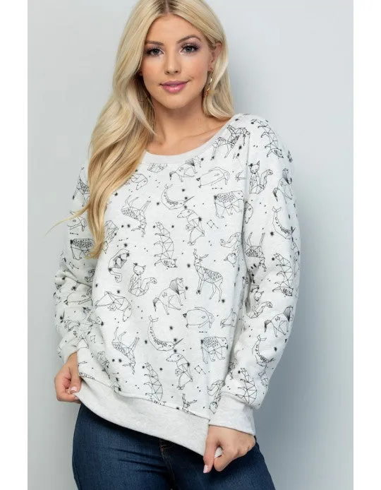 Celestial Animal Print Sweatshirt