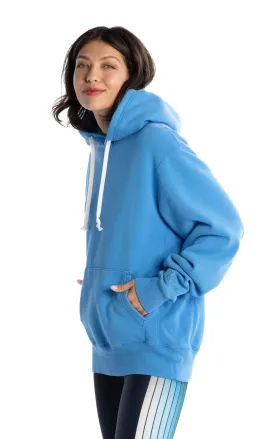 CENTRAL PARK WEST PULLOVER FLEECE HOODIE IN TURQUOISE BLUE