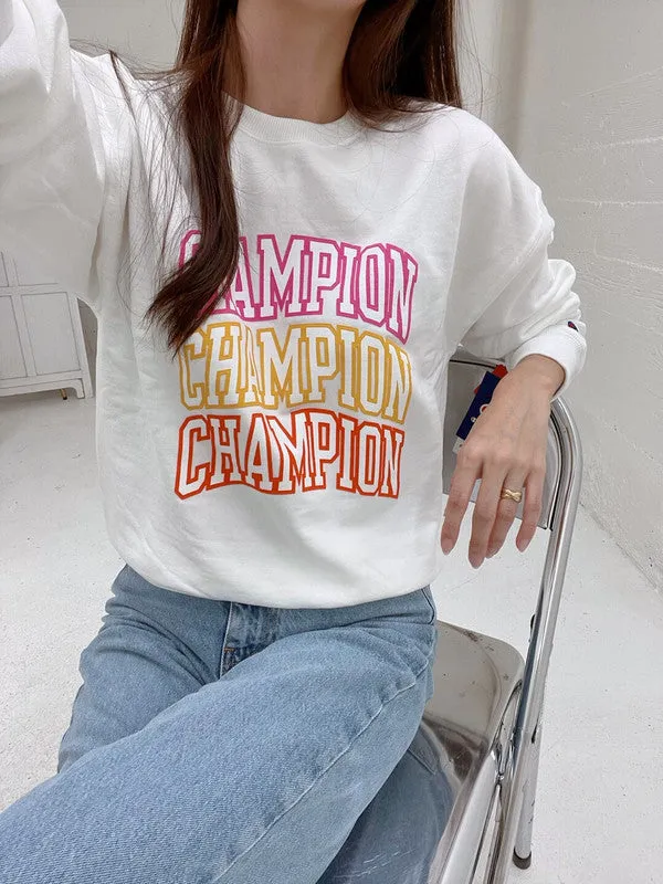 Champion Women's Fleece Pullover Crewneck Sweatshirt White GF535 58600A 100