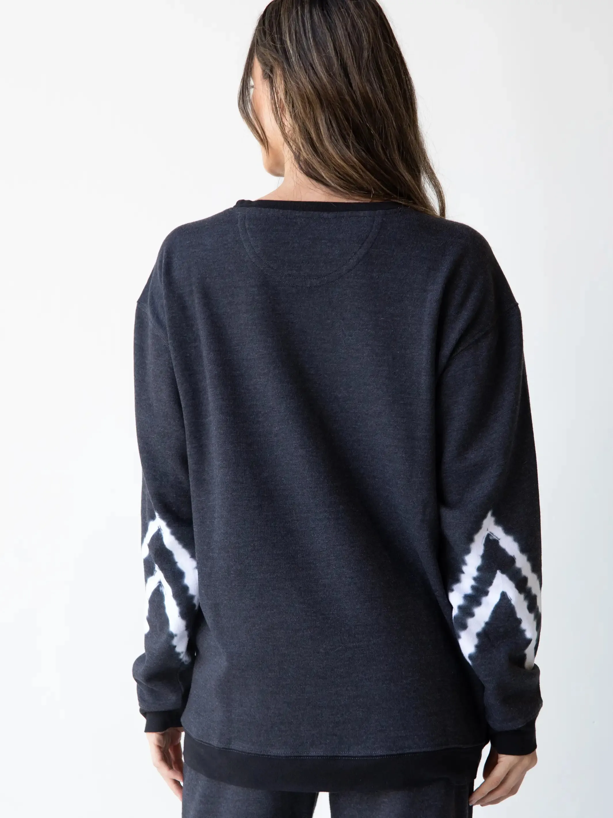 Comfy Crew Neck Sweatshirt - Charcoal Chevron