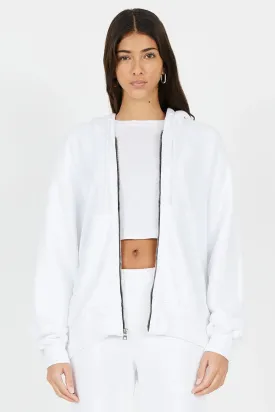 Cotton Citizen BROOKLYN OVERSIZED ZIP HOODIE - WHITE