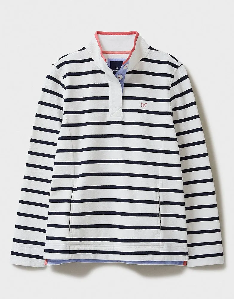 Crew Clothing - Padstow Pique Sweat - White Navy