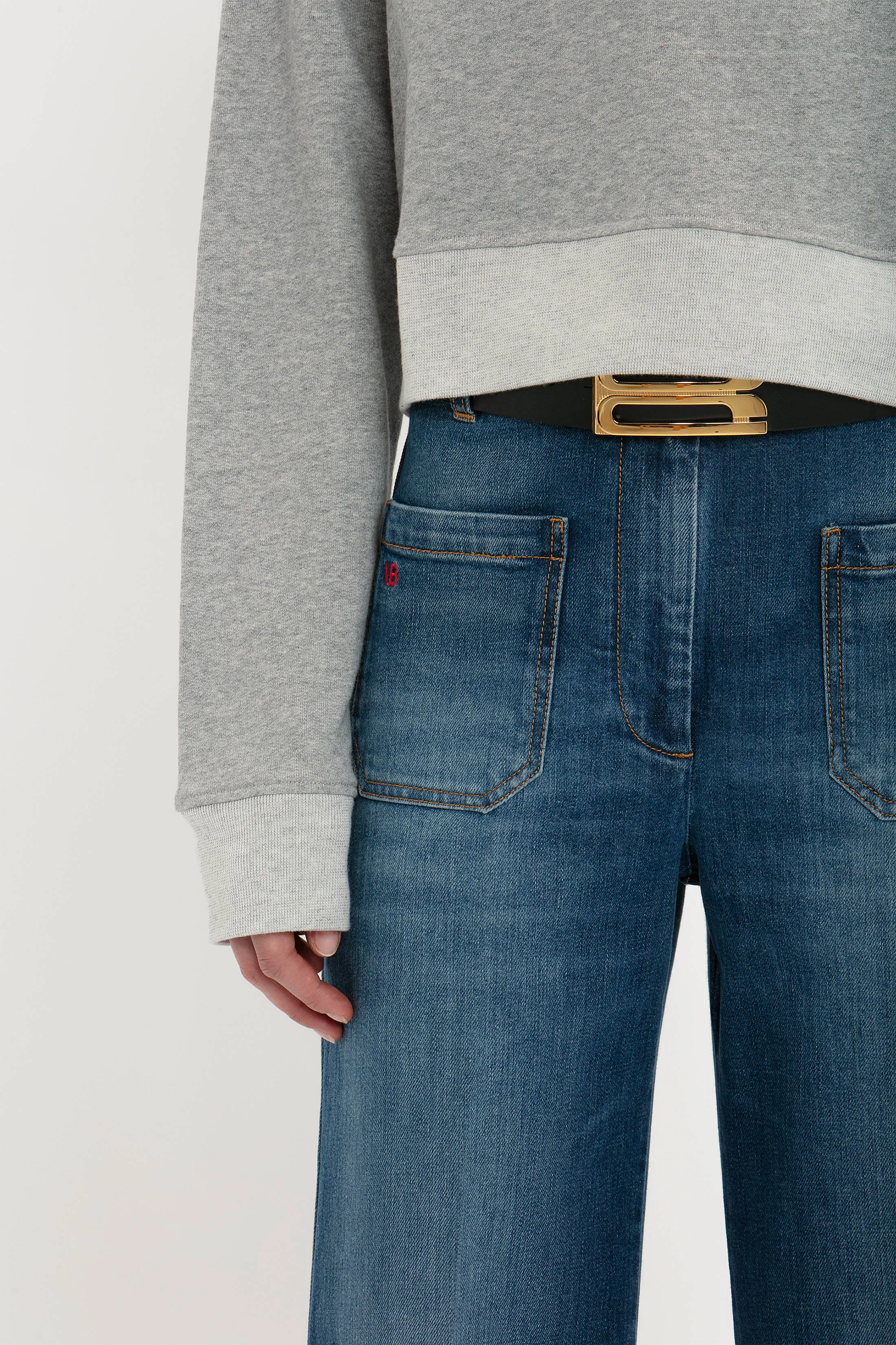 Cropped Sweatshirt In Grey Marl