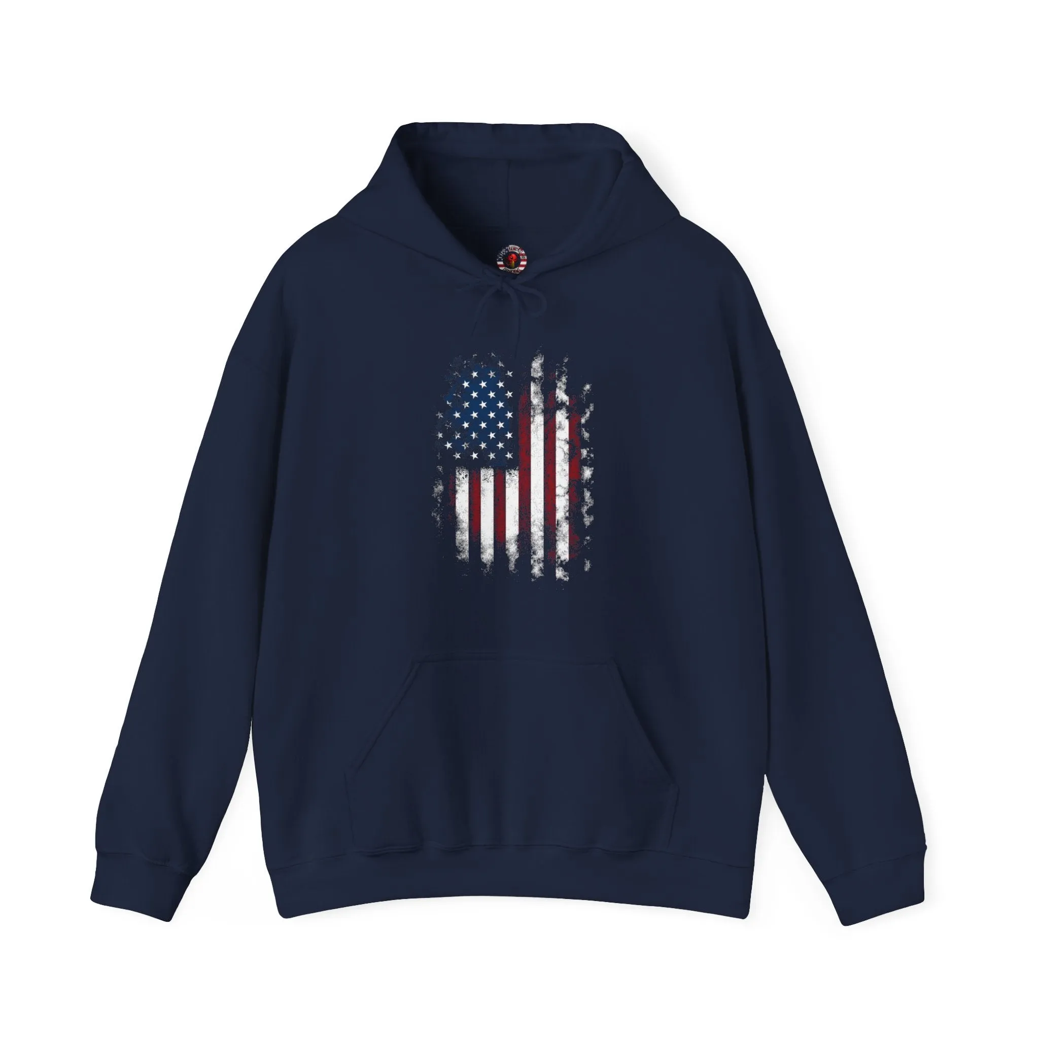 Distressed American Flag Hooded Sweatshirt