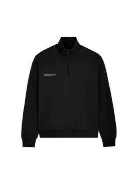 Double Jersey Half Zip Sweatshirt—black