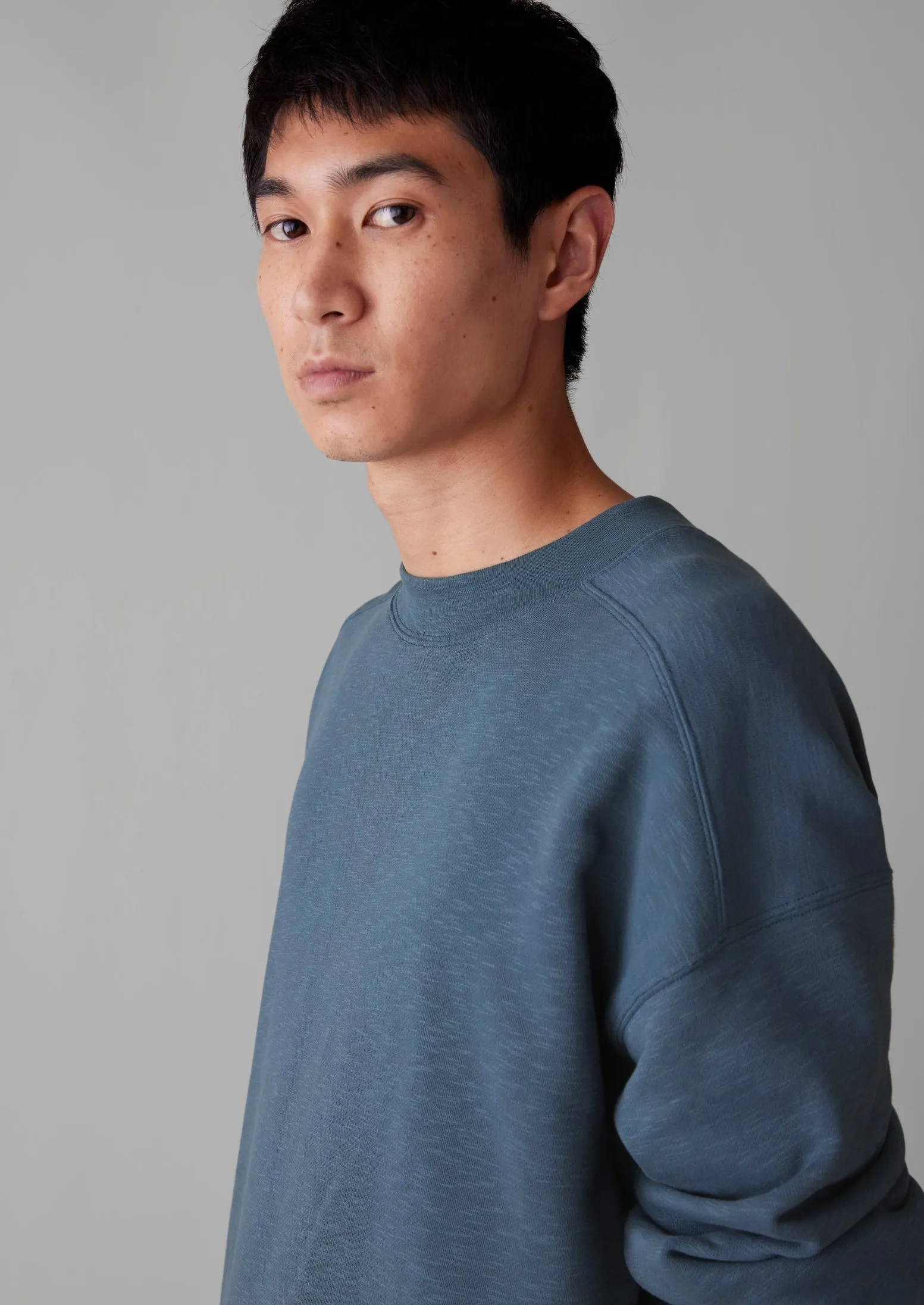 Dropped Shoulder Loopback Jersey Sweatshirt | Dusky Navy