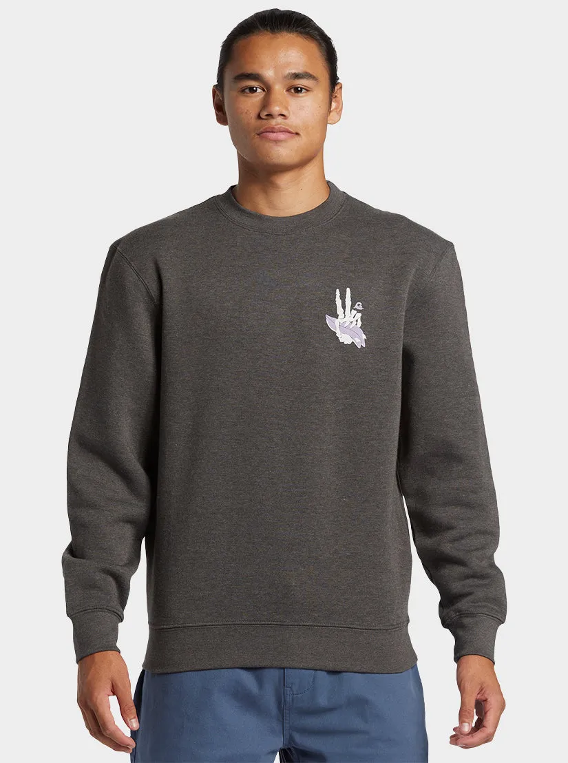 E Peace Out Crew Neck Sweatshirt - Charcoal Heather