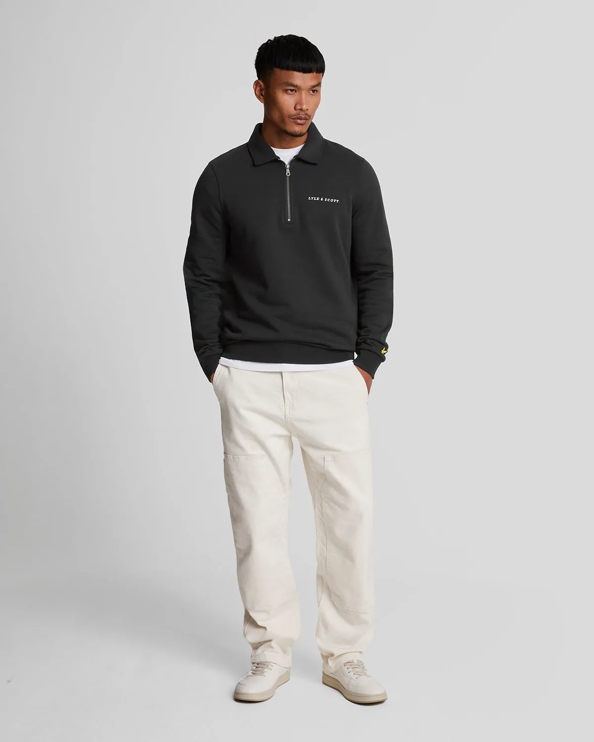 Embroidered Collared 1/4 Zip Jumper