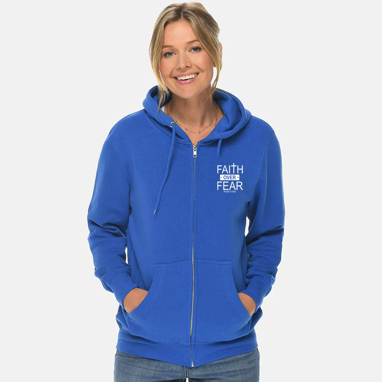 Faith Over Fear Cross Full Zip Sweatshirt Hoodie