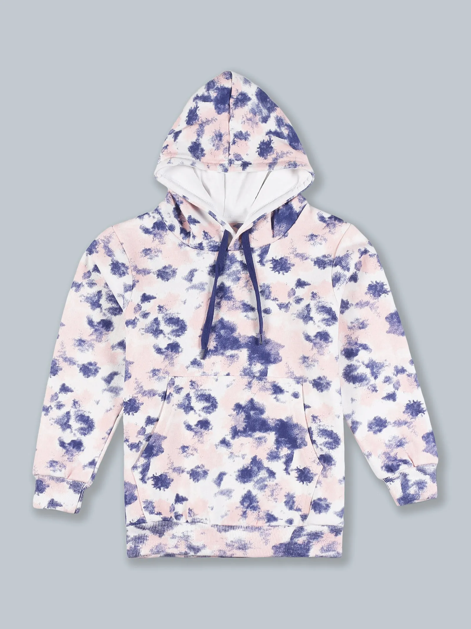 Fleece Tie & Dye Print Hooded Sweatshirt & Track Pant Set