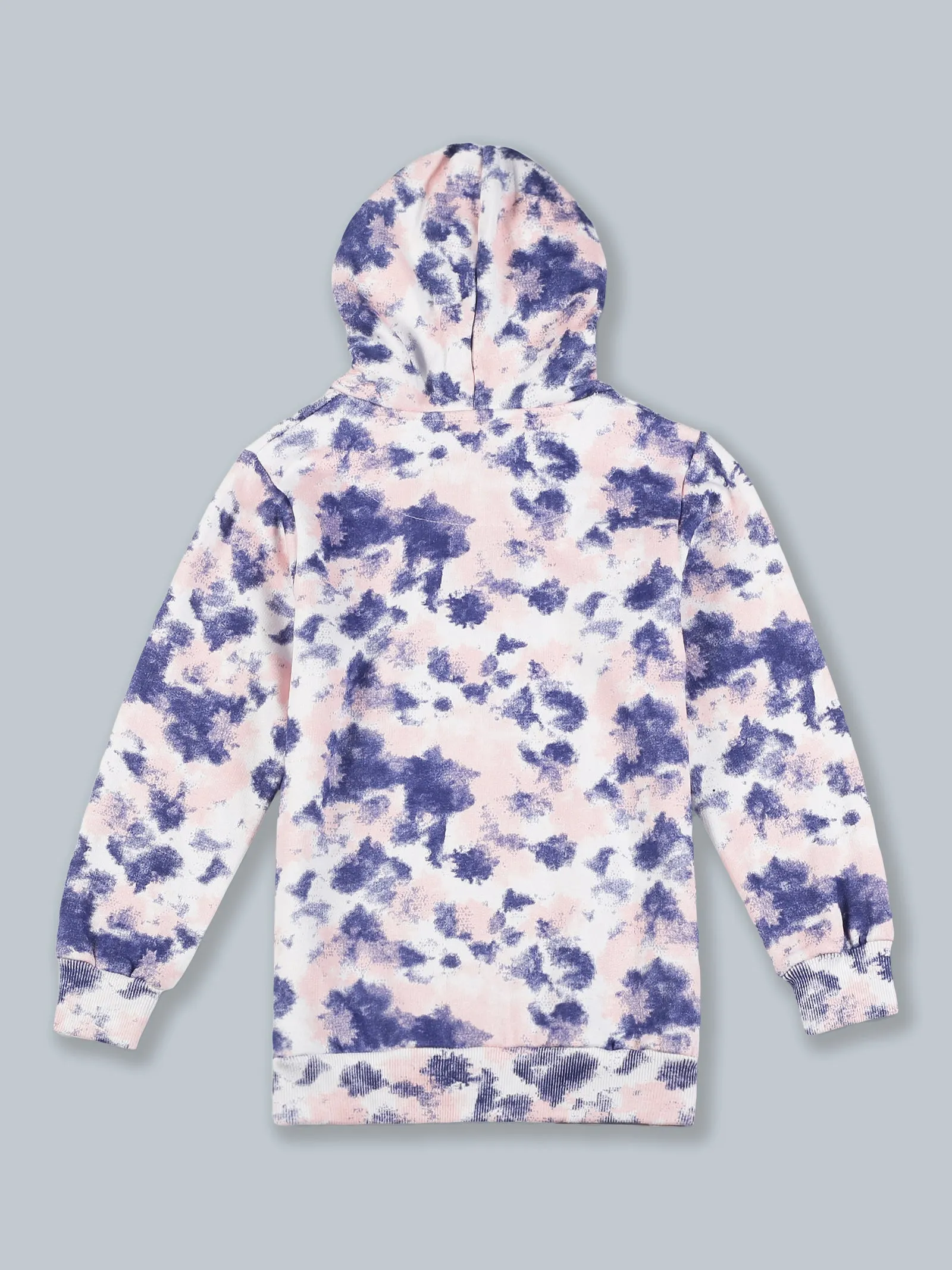 Fleece Tie & Dye Print Hooded Sweatshirt & Track Pant Set