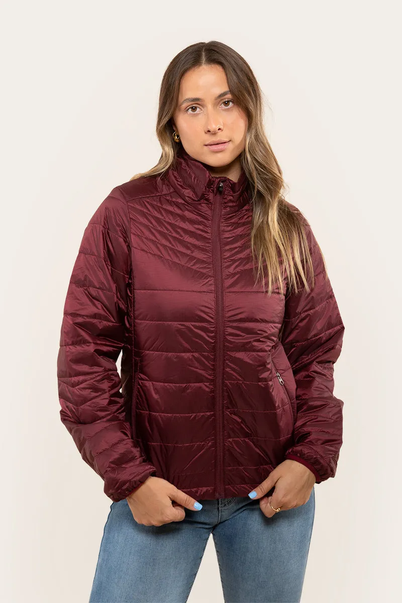 Frankie Womens Packable Jacket - Burgundy