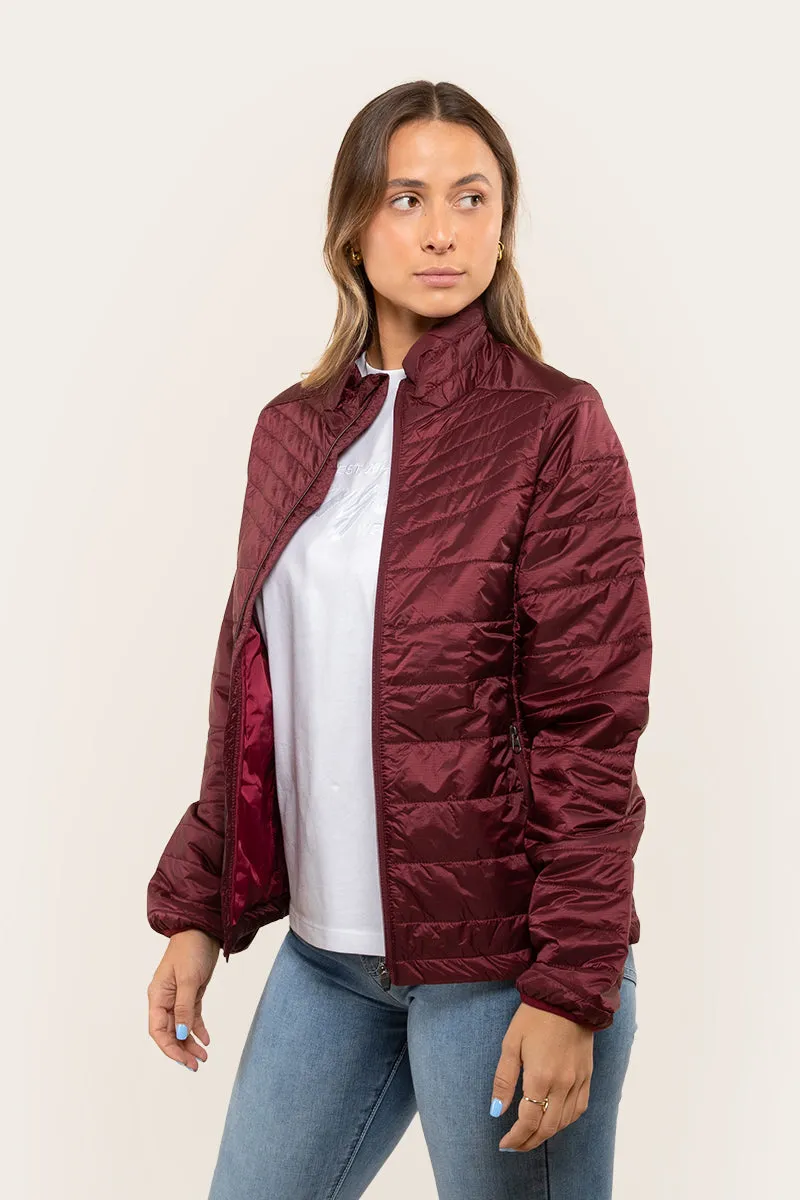 Frankie Womens Packable Jacket - Burgundy