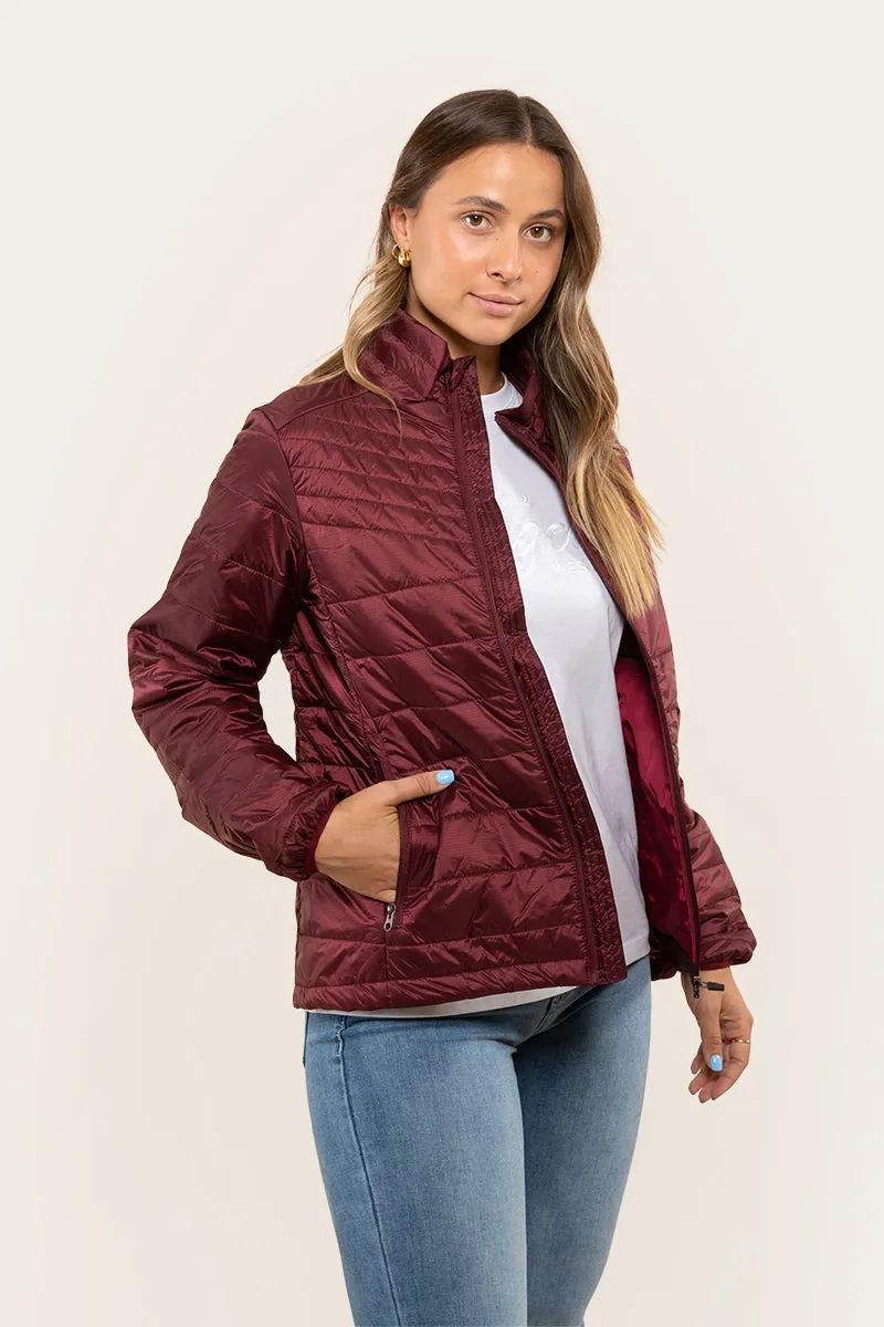 Frankie Womens Packable Jacket - Burgundy