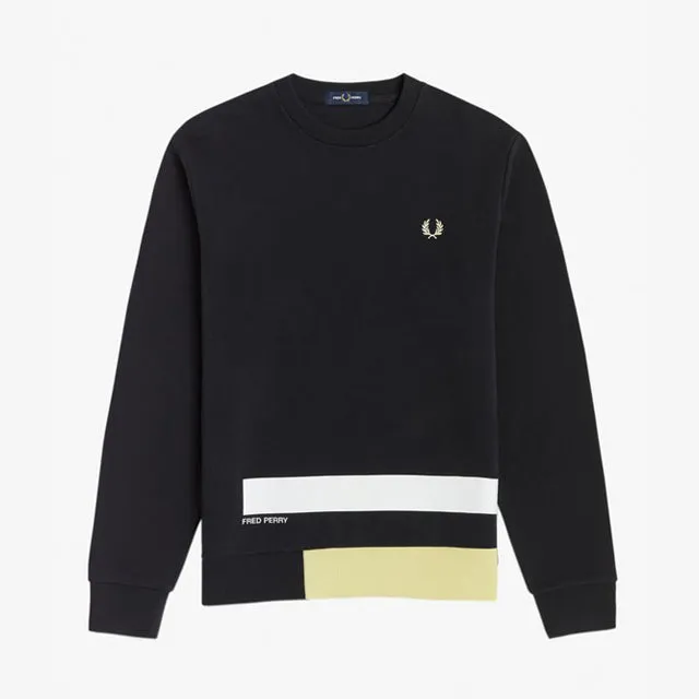 Fred Perry Printed Panelled Sweatshirt Black