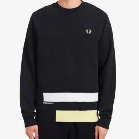 Fred Perry Printed Panelled Sweatshirt Black