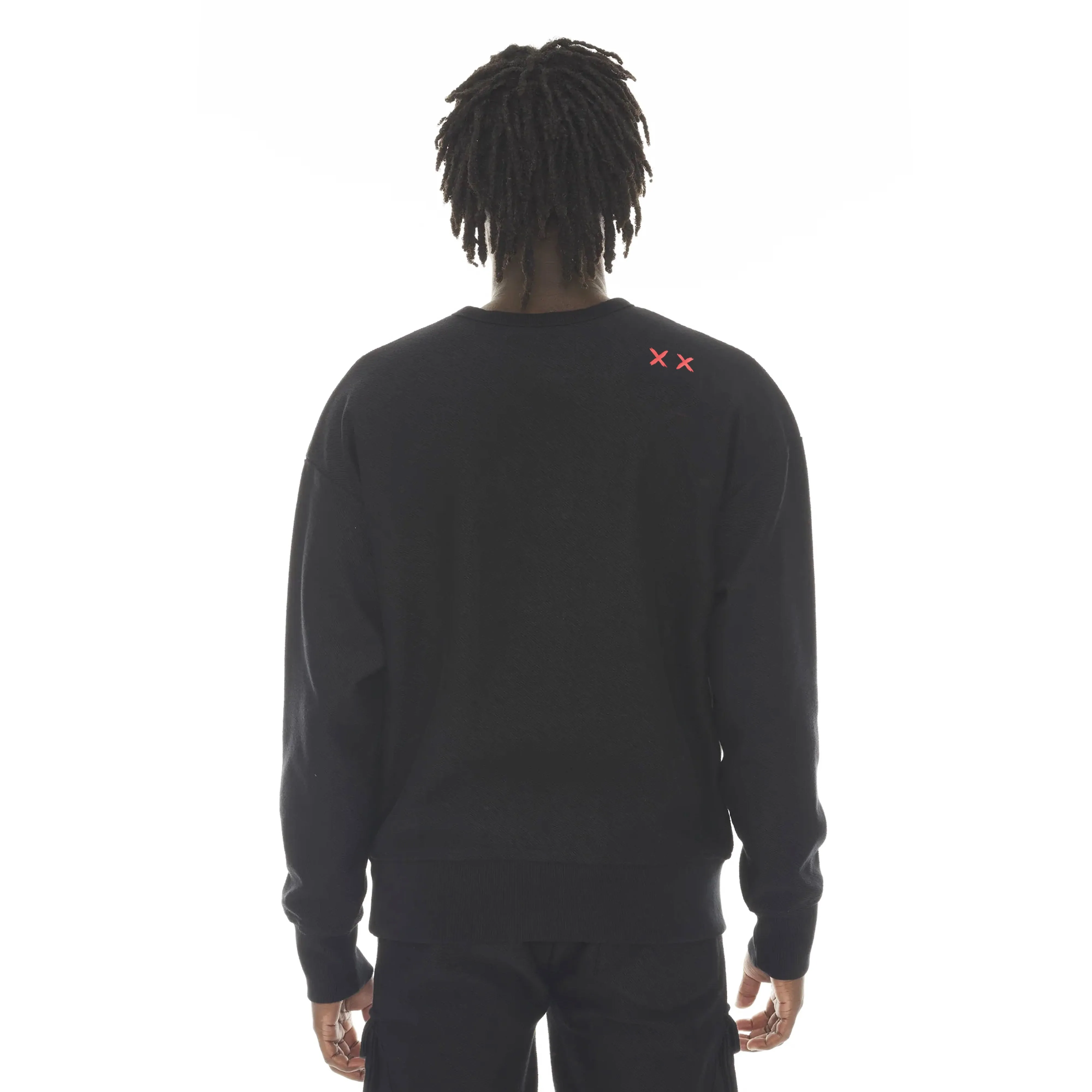 FRENCH TERRY CREW NECK SWEATSHIRT "CROSS" IN BLACK