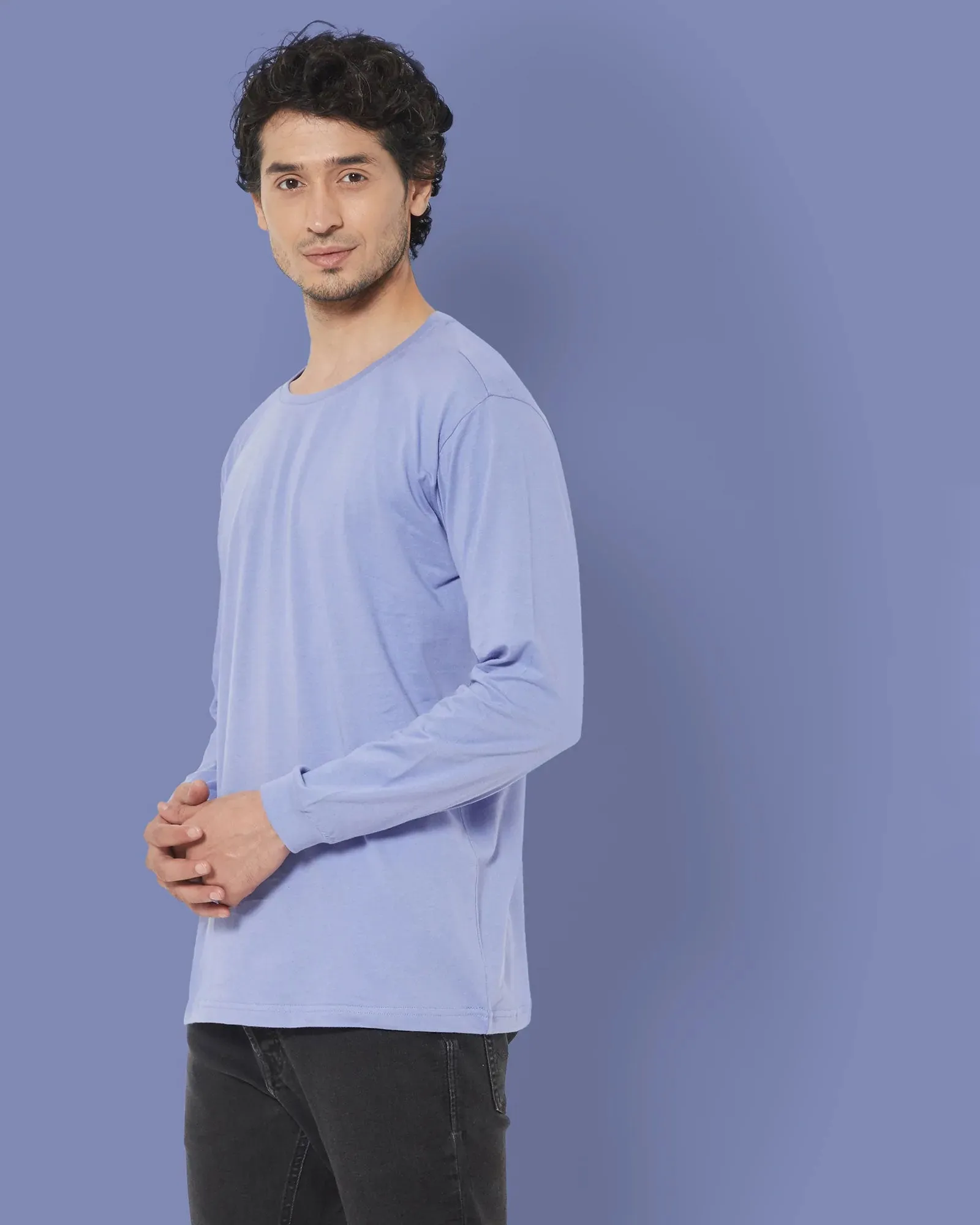 Full Sleeves Crew Neck: Periwinkle