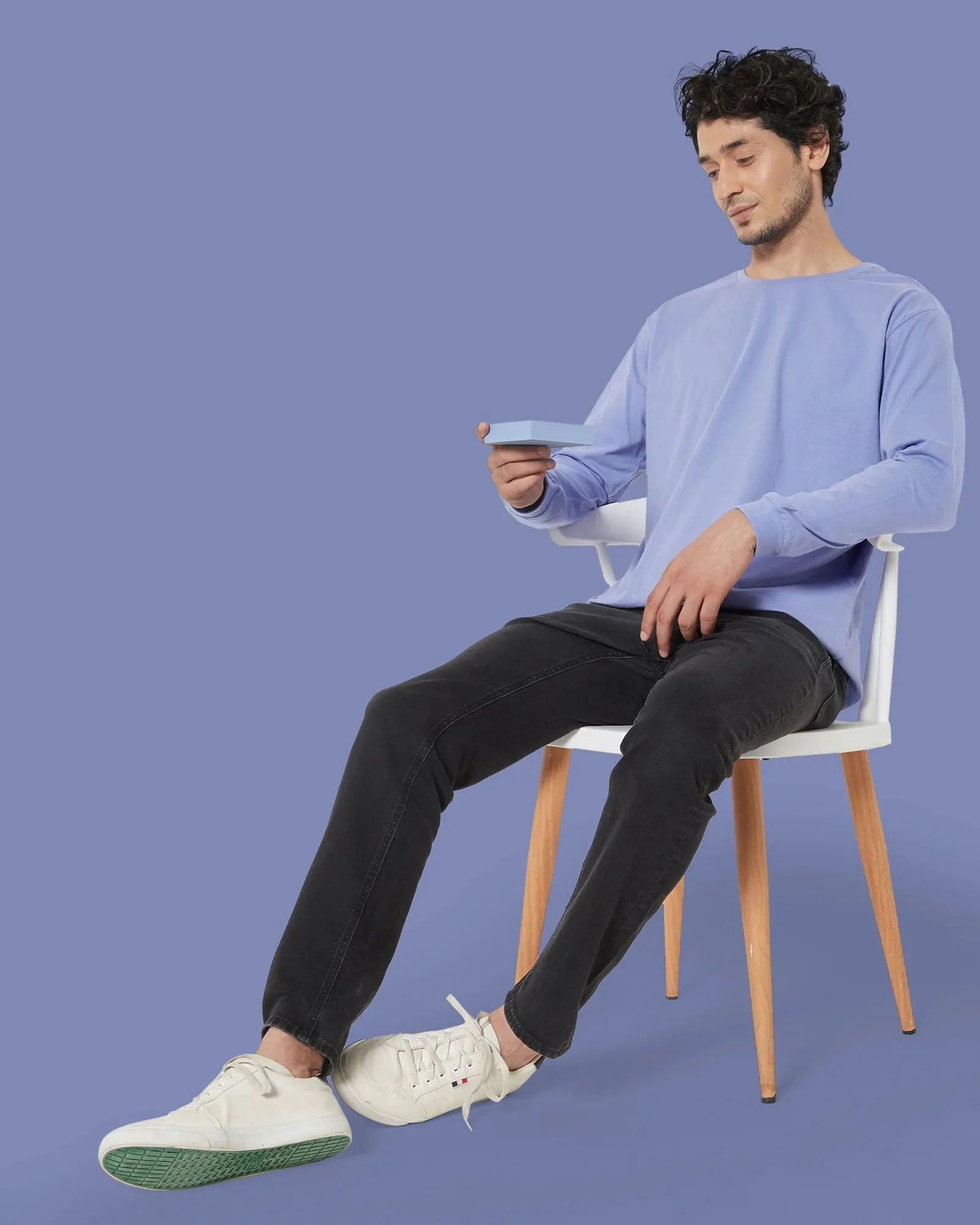 Full Sleeves Crew Neck: Periwinkle