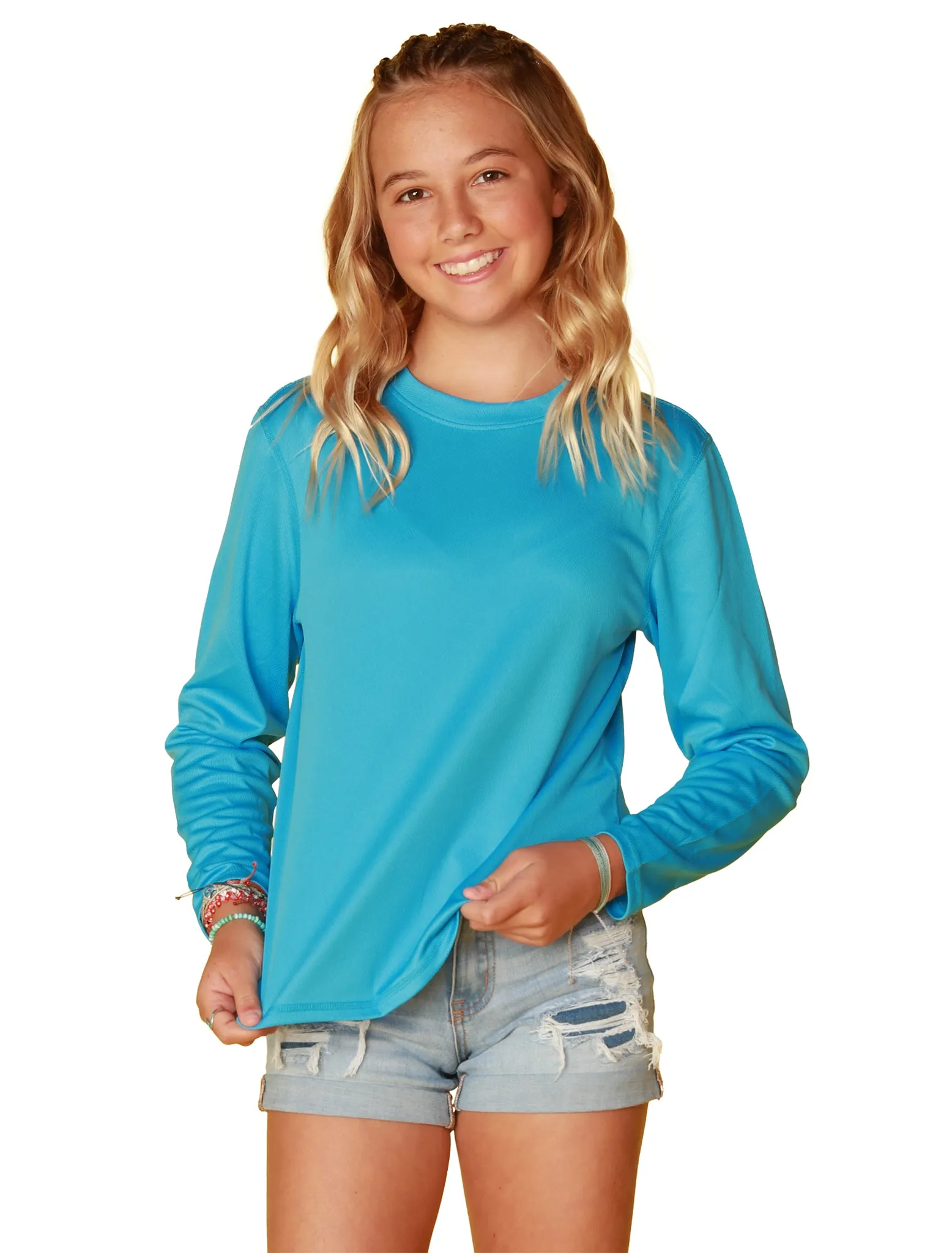 Girls' Long Sleeve Crew neck in birdseye fabrics