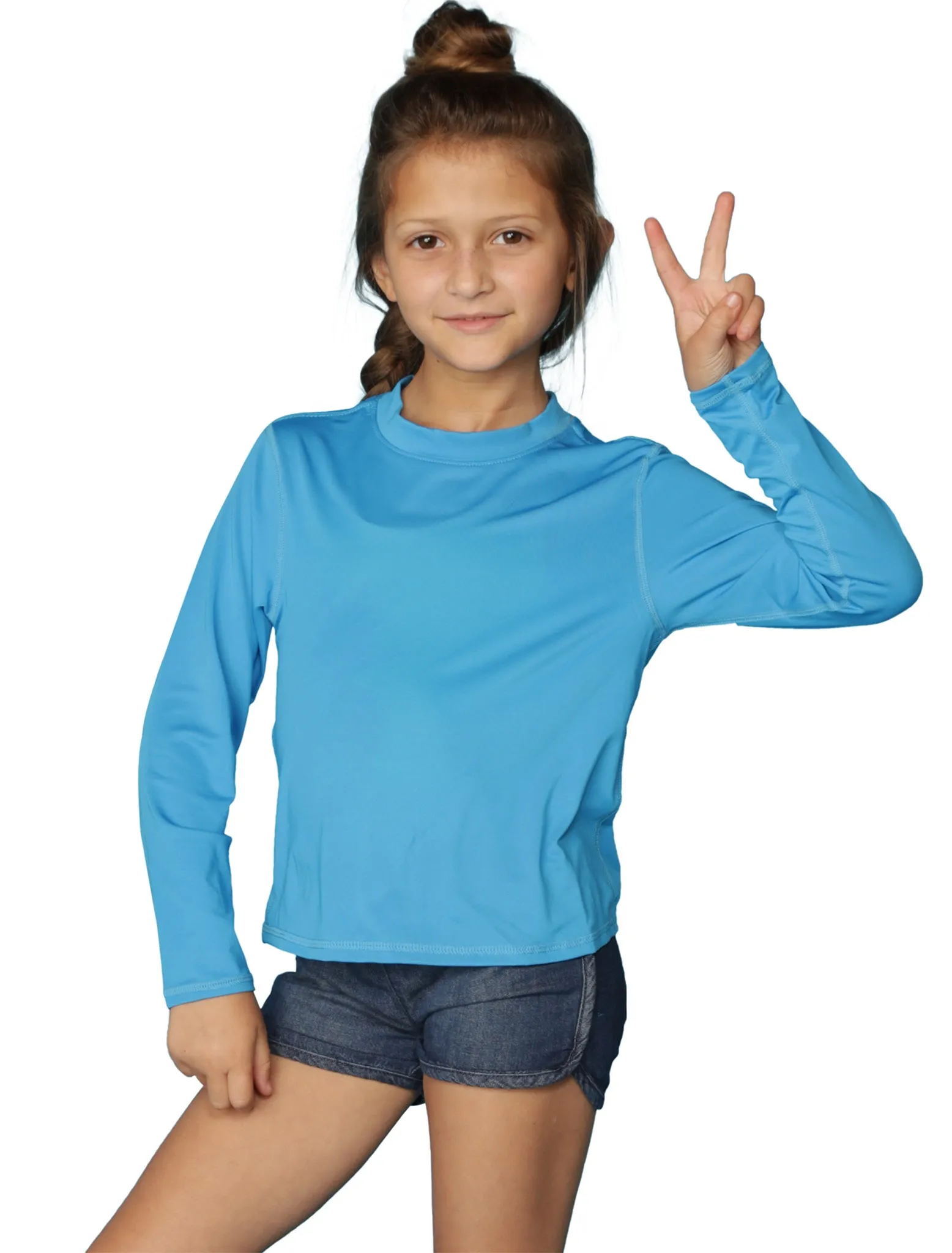 Girls' long sleeve crew neck sun-shirts