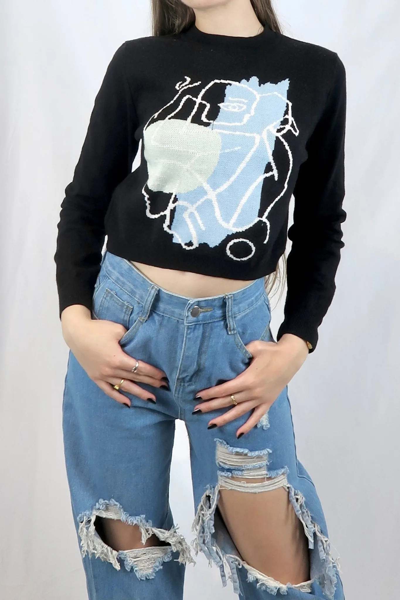 Graphic crew neck jumper