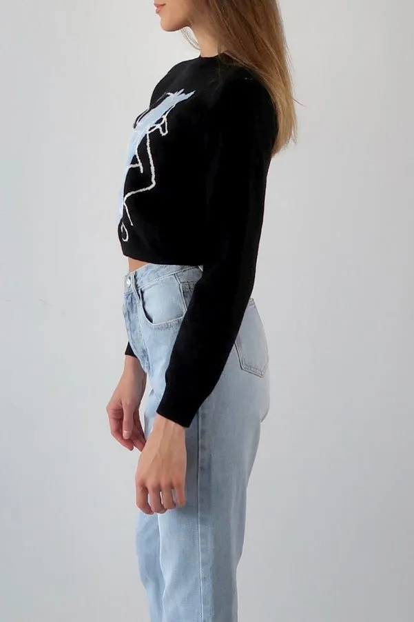 Graphic crew neck jumper