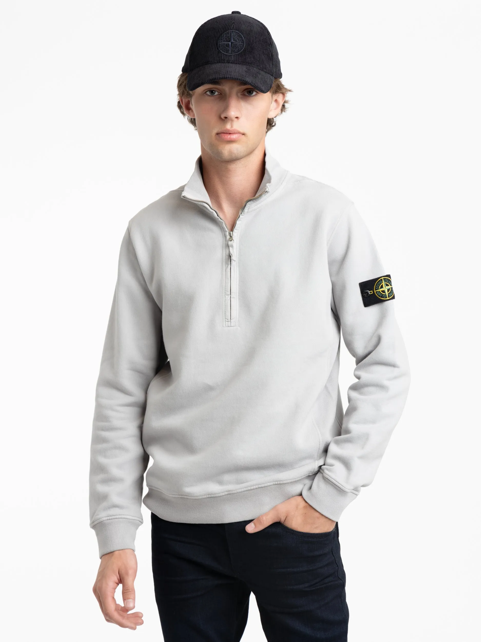 Grey Felpa Quarter Zip Sweatshirt