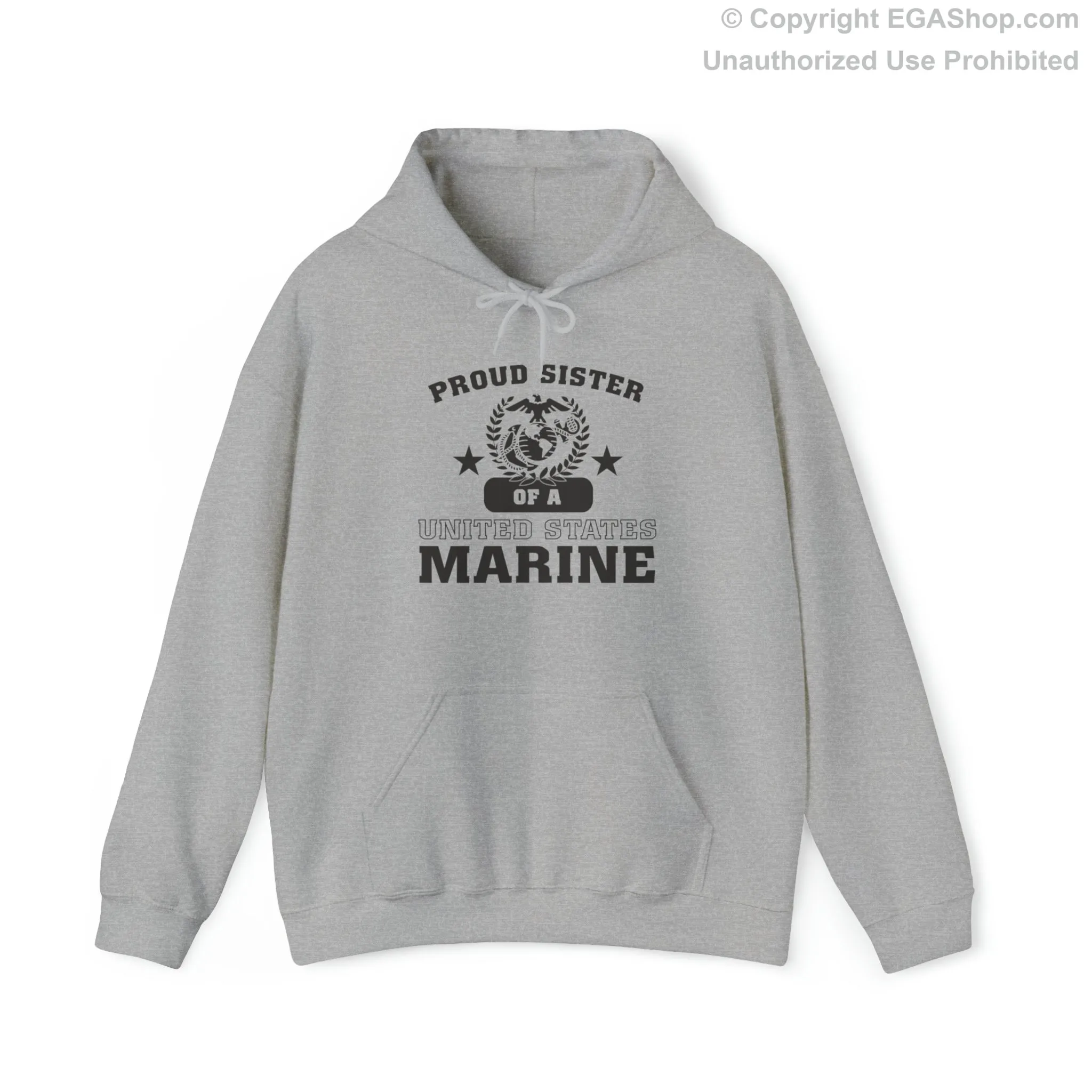 Hoodie: Proud Sister of a Marine (Varsity Style, Color Choices)