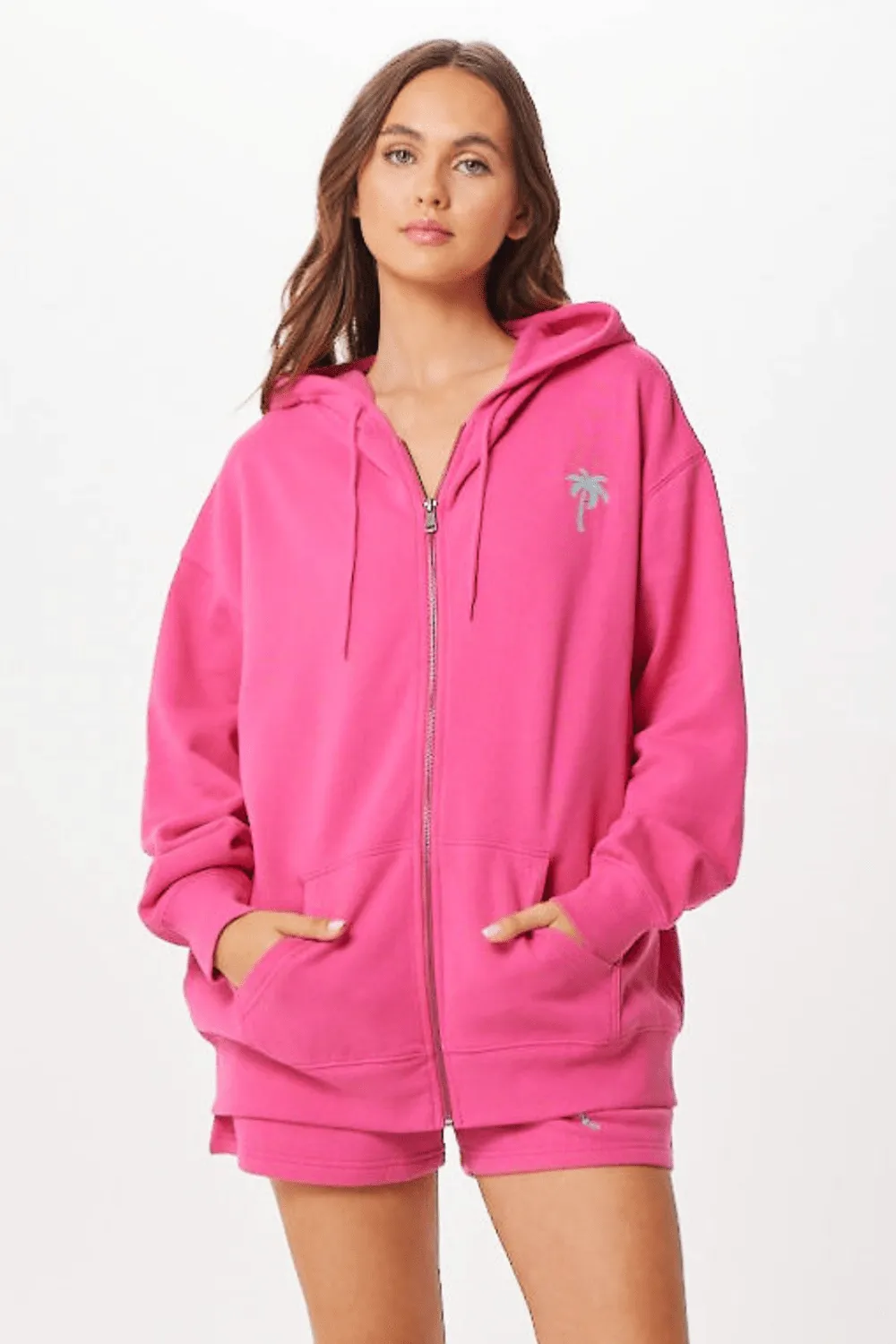 Hot Pink Palm Beach Jet Setter Surf Wash Zip Up