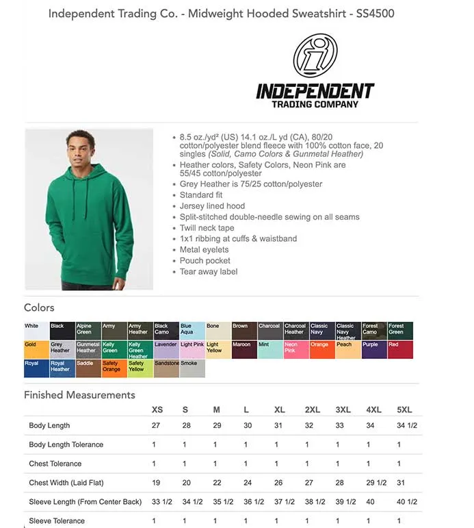 Independent Midweight Hooded Sweatshirt